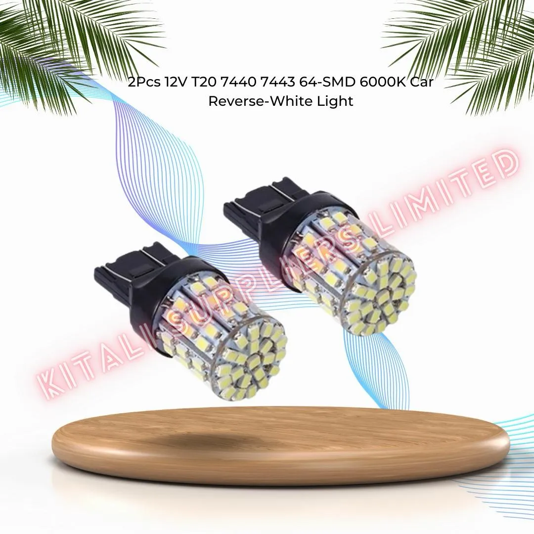2Pcs 12V T20 7440 7443 64-SMD 6000K Car Reverse-White Light