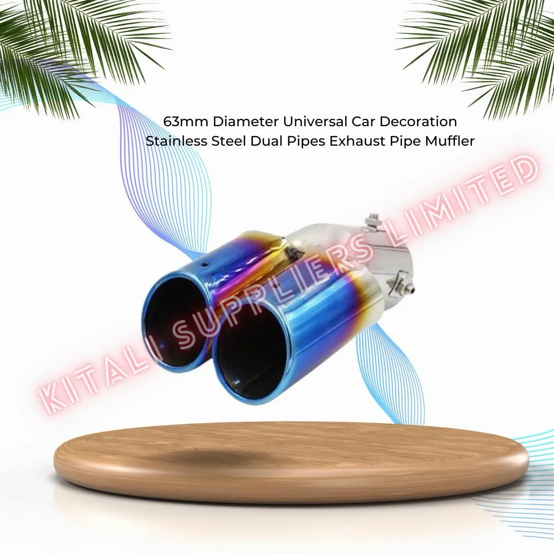 63mm Diameter Universal Car Decoration Stainless Steel Dual Pipes Exhaust Pipe Muffler