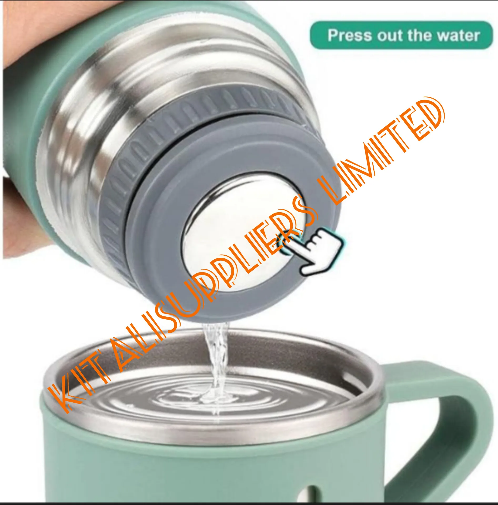 Stainless steel thermo 500ml/16.9 oz vacuum  Insulated bottle with cup of coffee hot drink and cold drink  water drink flask (green , single) 