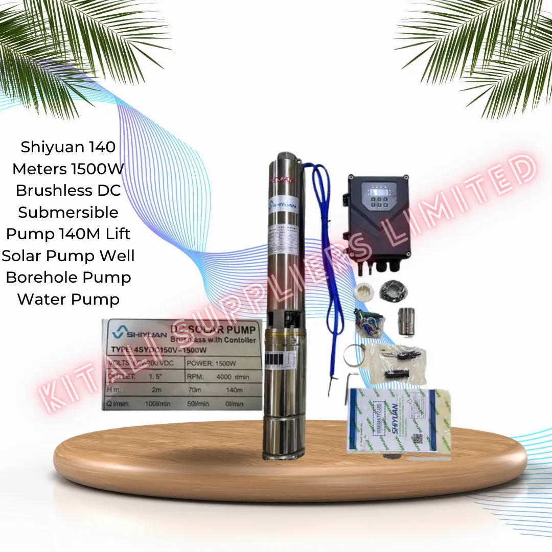 Shiyuan 140 Meters 1500W Brushless DC Submersible Pump 140M Lift Solar Pump Well Borehole Pump Water Pump