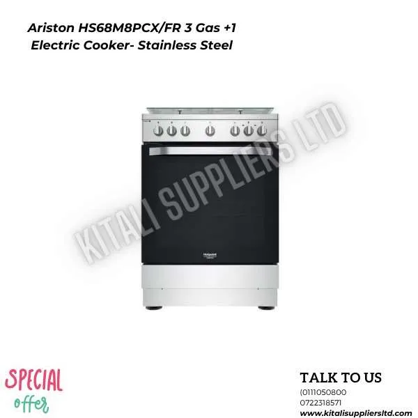 Ariston HS68M8PCX/FR 3 Gas +1 Electric Cooker