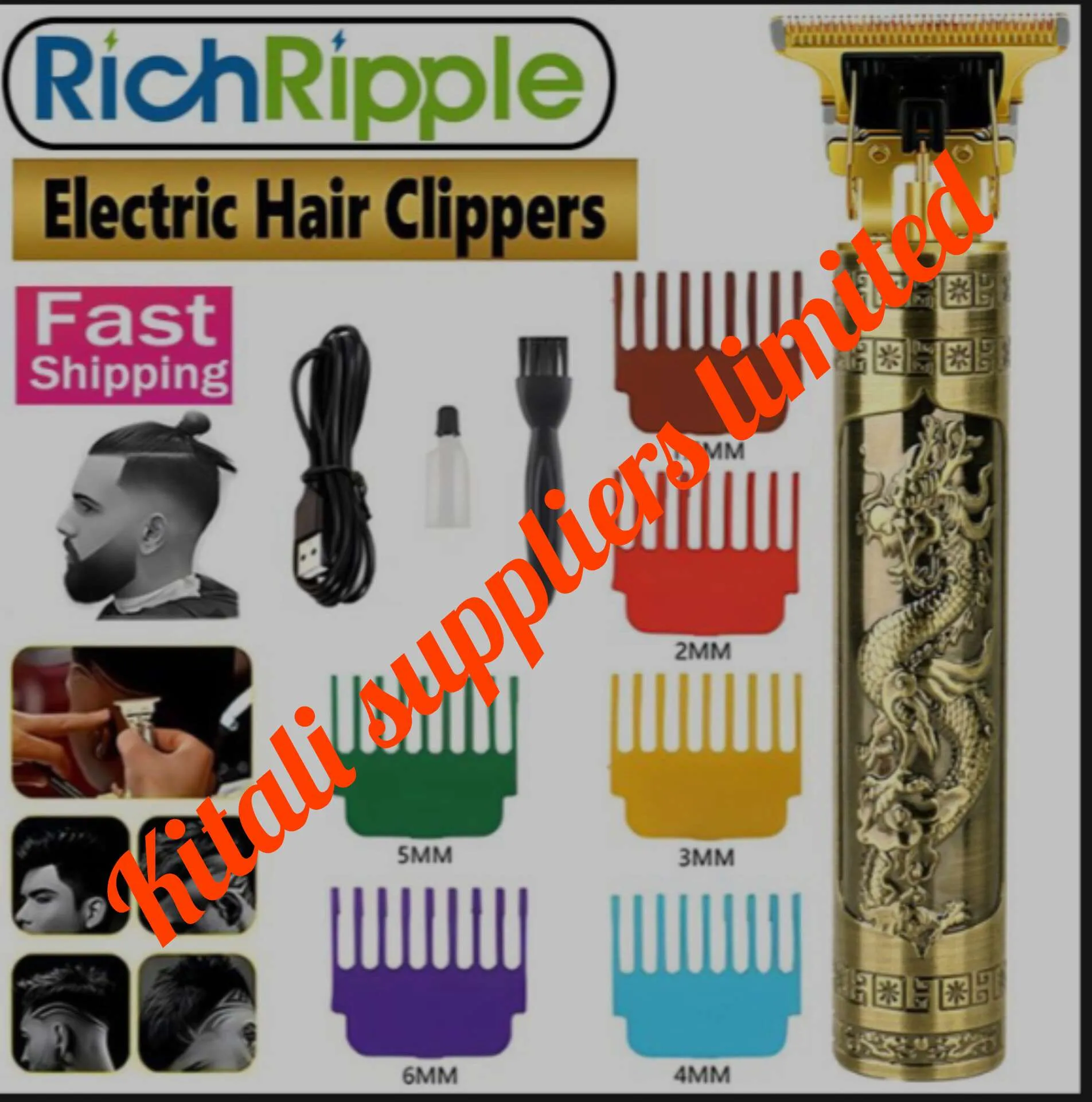 Metal electric hair clippers rechargeable beard hair trimmer salon cutting kit vs limit comb 
