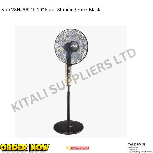 Von VSNJ6621K 16" Floor Standing Fan - Black
