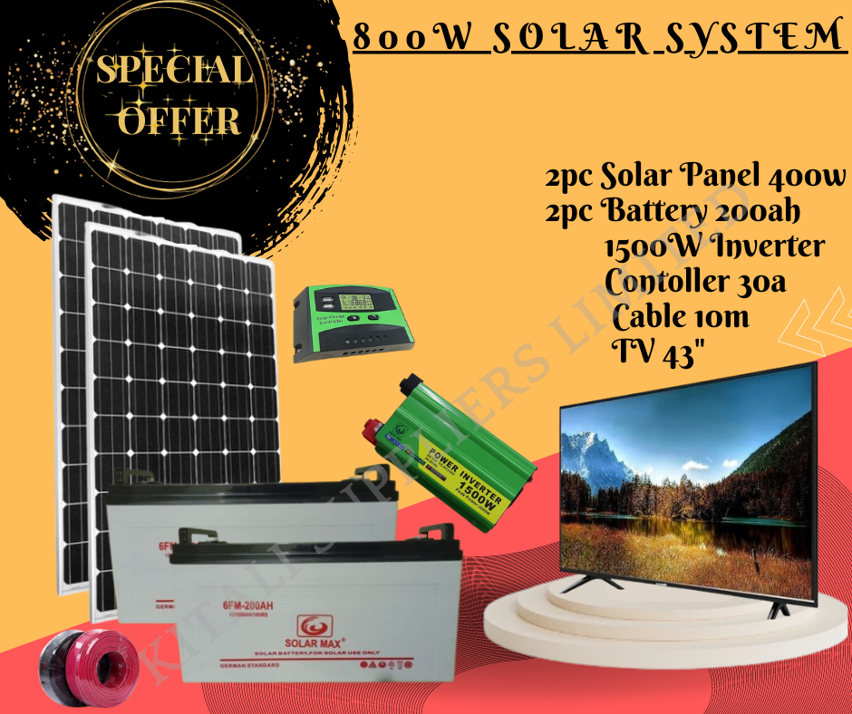 800W solar system with tv 43"