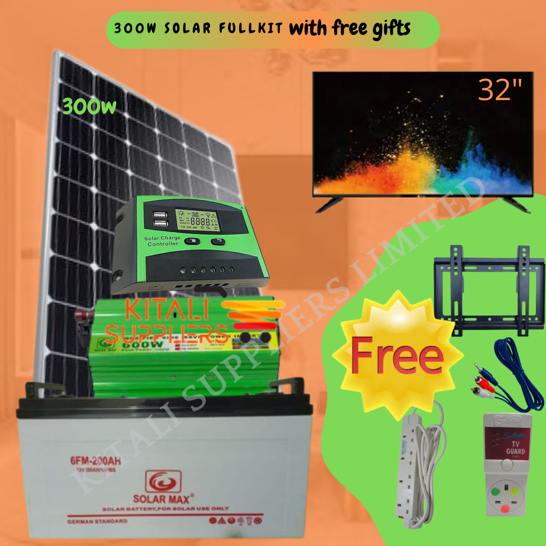 Solarmax 300W Solar Panel Fullkit + 32 Inch Vitron Tv With FREE GIFTS