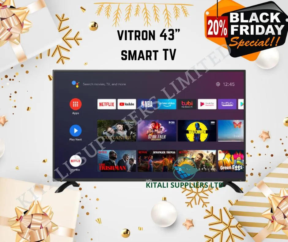 Vitron 43" Inches Frameless Smart Android TV, You tube, Netflix 1GBRAM,8GBROM