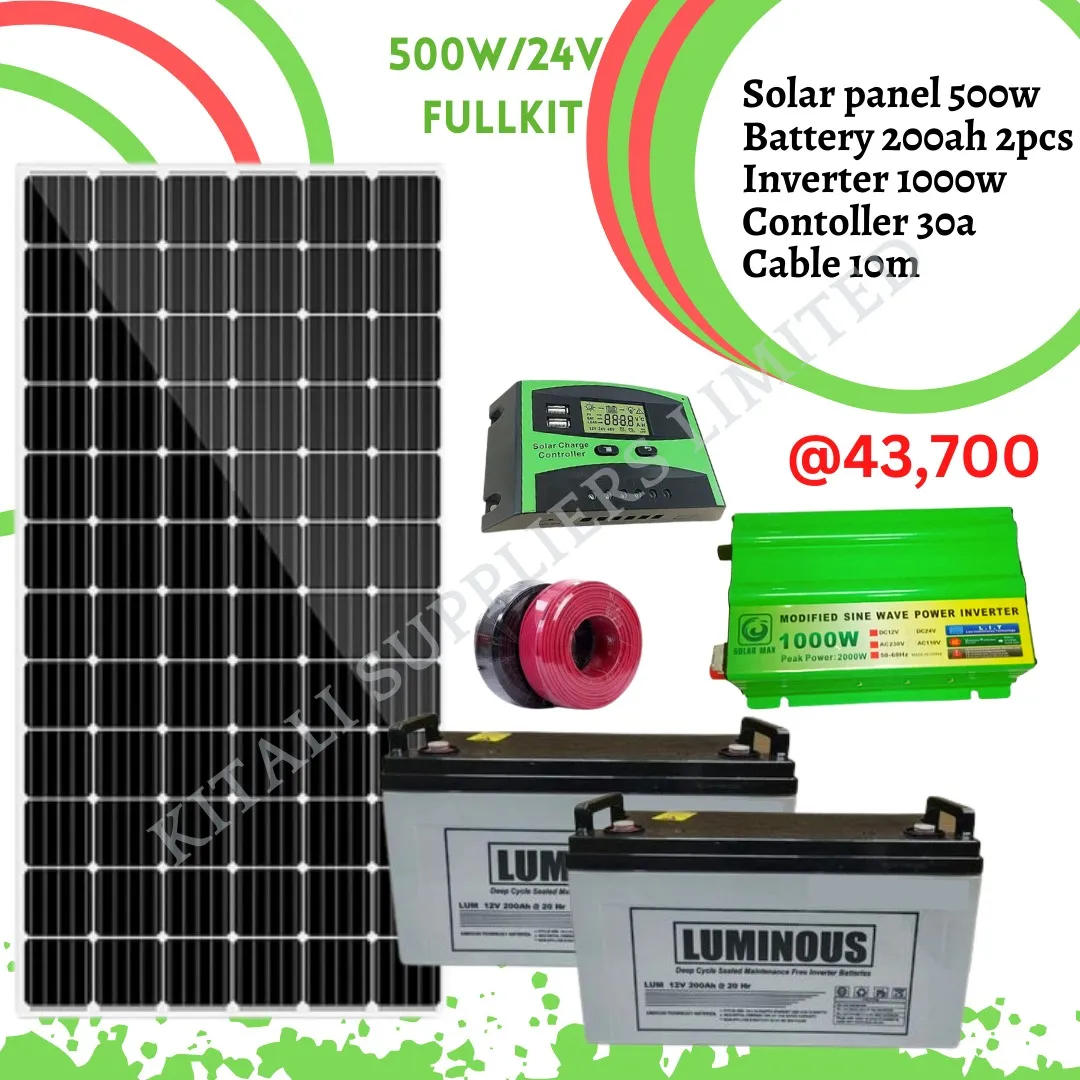 500w solar fullkit with luminous battery