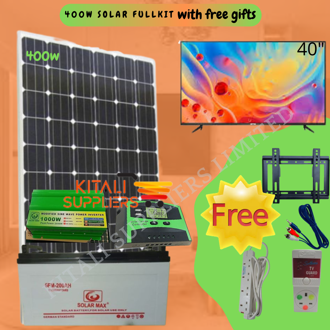 Solarmax 400W Solar Panel Fullkit + 40 inch Vitron Tv With FREE GIFTS