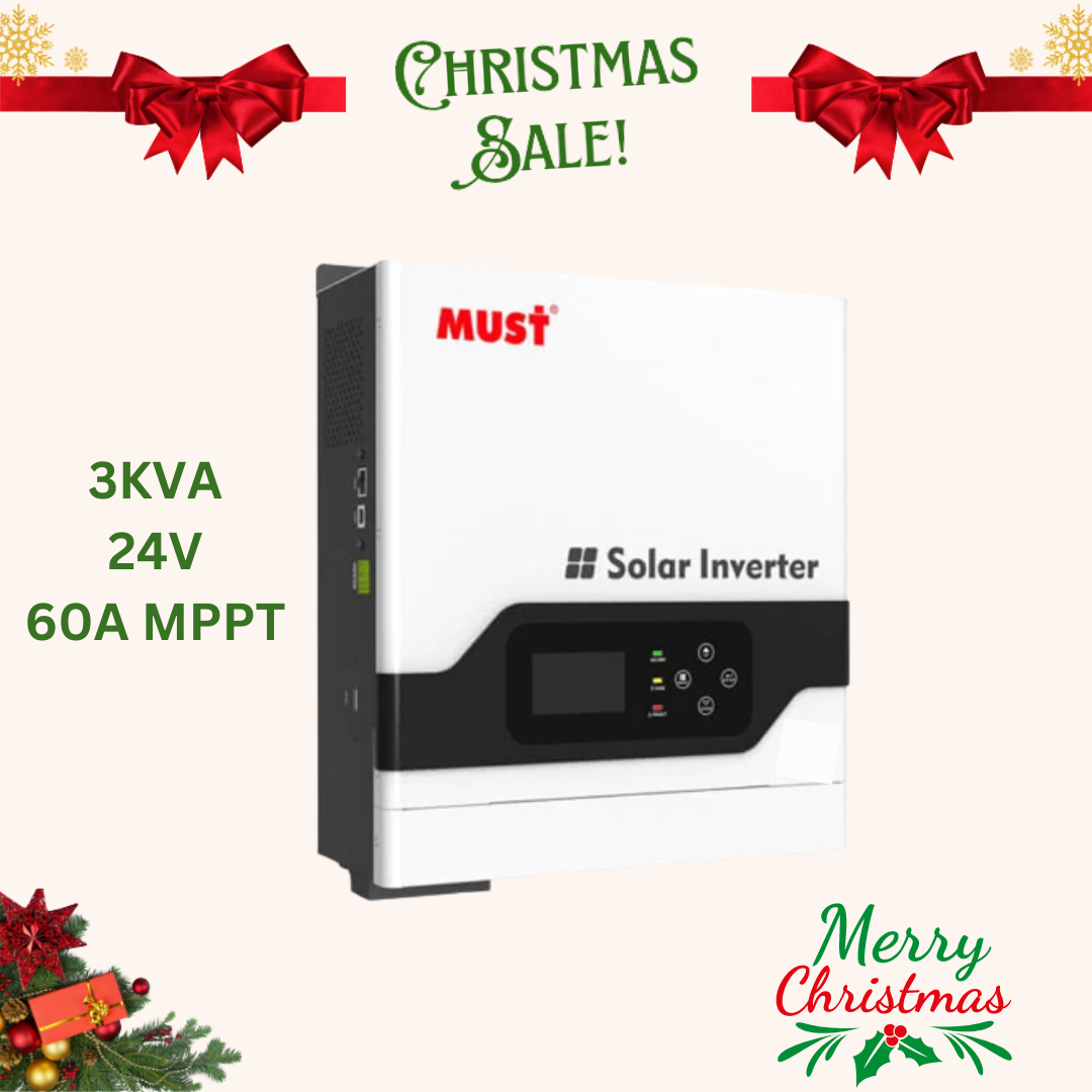 Must Hybrid Inverter 3KVA 60A MPPT 24V powerful power inverter