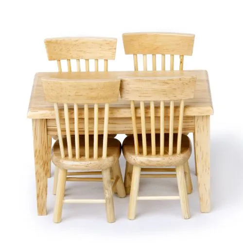 Dining Table Chair Model Set Dollhouse Miniature Wooden