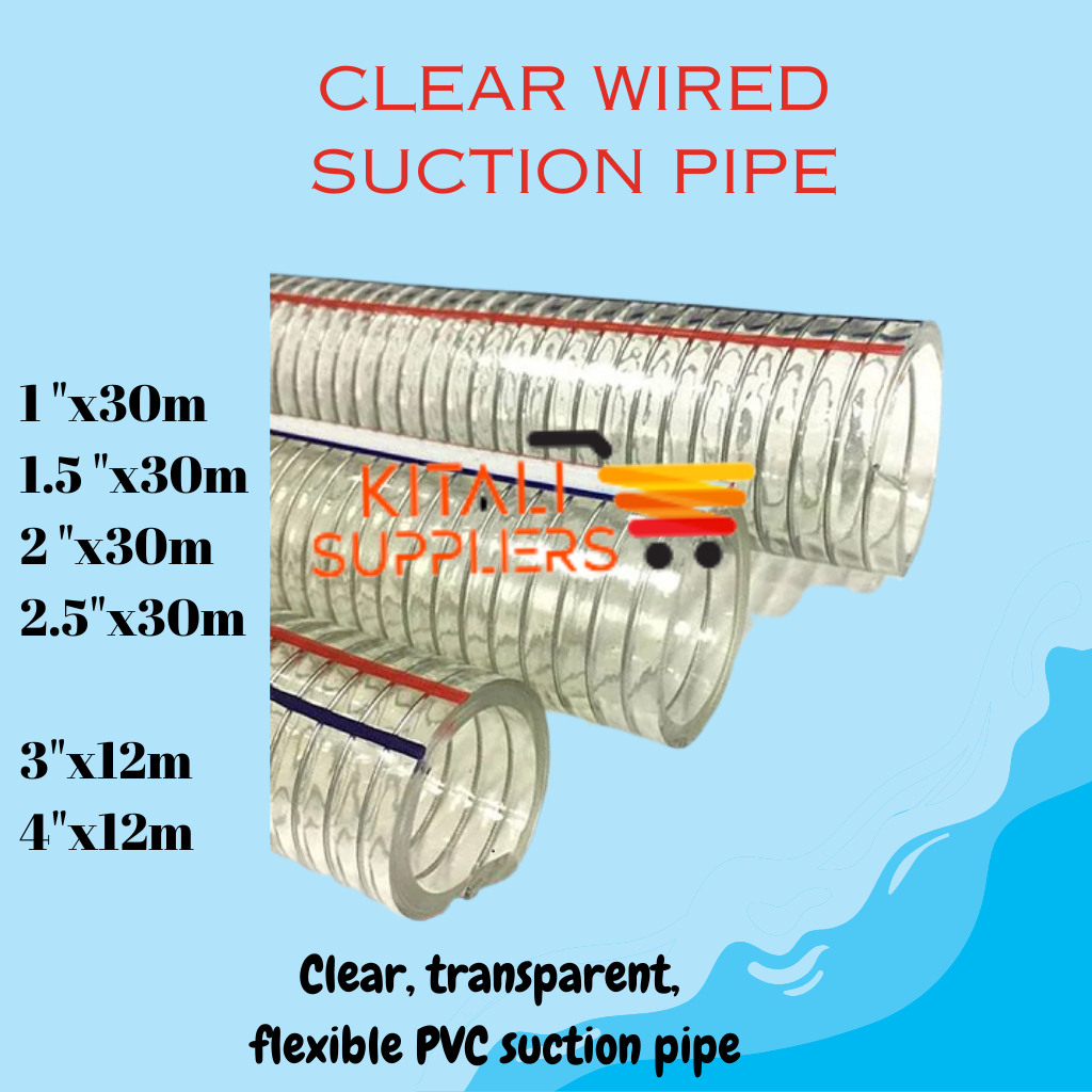 CLEAR WIRED SUCTION PIPE 1" 30m