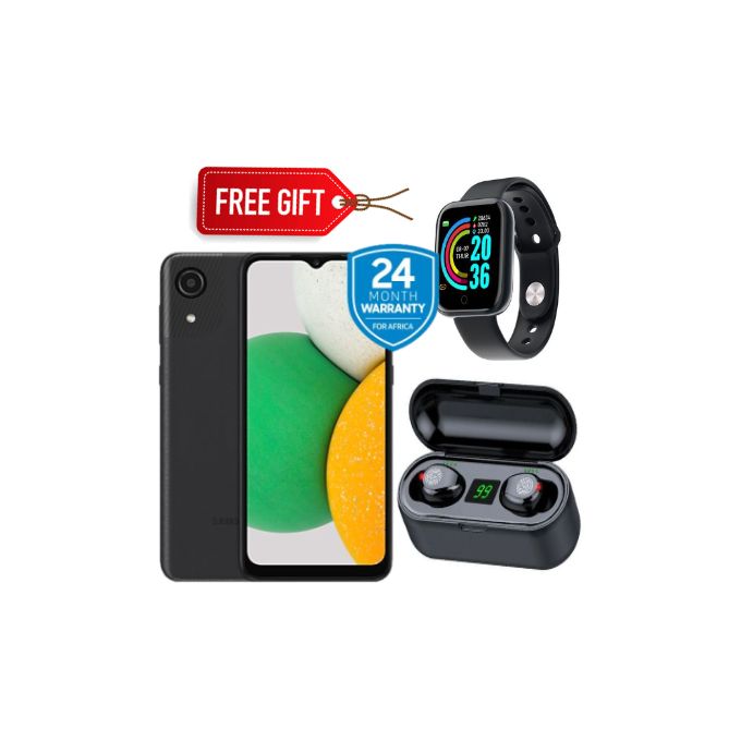 SHARE Samsung Galaxy A03 Core, 6.5", (Dual SIM) 32GB + 2GB, 5000mAh + Smart Watch &amp; EarbudsTHIS PRODUCT Samsung Galaxy A03 Core, 6.5", (Dual SIM) 32GB + 2GB, 5000mAh + Smart Watch &amp; E