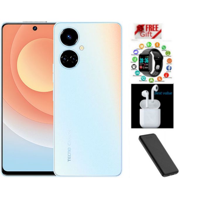 Tecno Camon 19 6.8-inch 128GB+4GB RAM-64 MP-battery-5000 WHITE- +FREE CLASSIC GIFTS