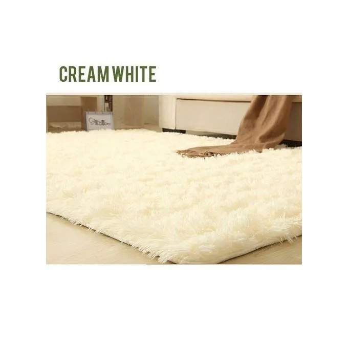 7 By 10 Soft Fluffy Carpets - Anti Slip Room Rugs - Cream