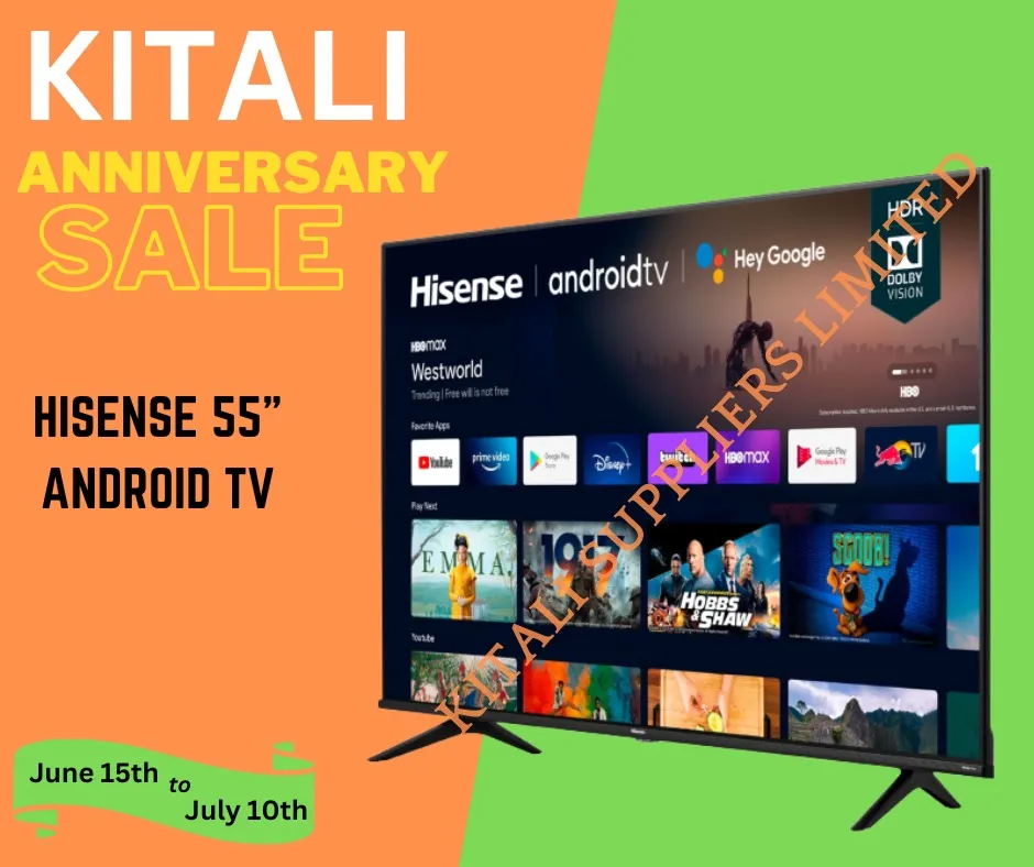 Hisense 55'' Smart UHD 4K Frameless LED TV-YouTube, Netflix-Black