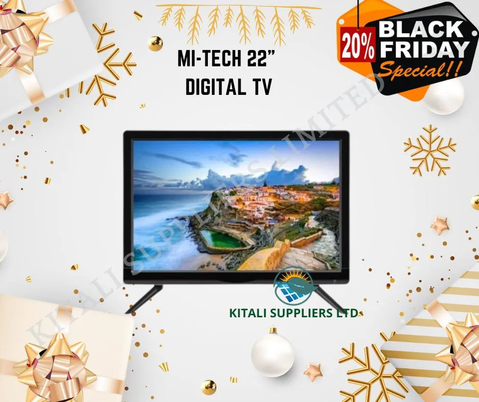 Mitech 22 INCH AC/DC LED DIGITAL TV With Inbuilt Decorder-black