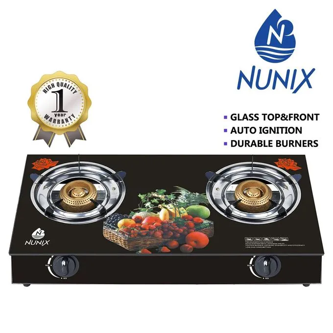 Nunix Glass Table Top Cooker Double Burner Gas Stove