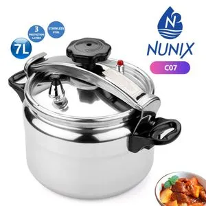 Nunix Pressure Cooker - Explosion Proof - 7 Litres - Silver