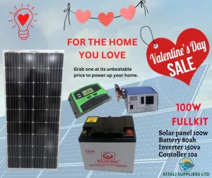 valentine offers for 100w solar fullkit