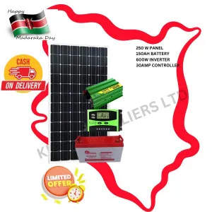 150ah kitali battery, 250w solar panel, 600w inverter and 30amp controller solar full kit