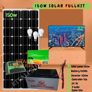 Solarmax 150W Solar Panel monocrystalline (all weather) Fullkit With 22inch TV