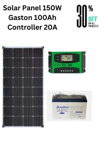 Solar Panel 150W, Gaston Battery 100Ah, Controller 10A