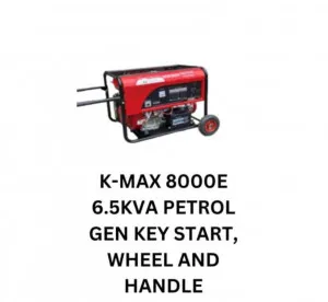 Kmax 8000E 6.5KVA PETROL Generator  Key start wheel and handle