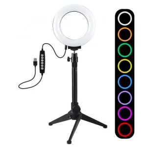 Puluz 4.7 Inch 12cm USB 10 Modes 8 Colors Lights+Desktop Tripod-Black