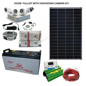 200w Solar Fullkit With Hikvision 4 CCTV Camera Kit