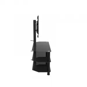 Black Executive glass  tv stand with wall mount