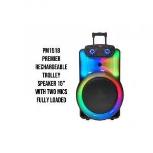 PM1518 Premier Rechargeable Trolley Speaker 15' with two mics fully loaded