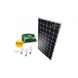Sunlight Solar 200W Solar Panel + 20Amps Solar Controller +3 DC Bulb kit