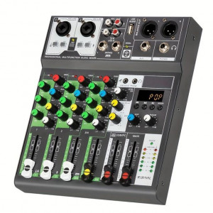 New 4 Channels Mixing Console Individual +48V Effects Bluetooth USB Computer Play And Record Audio Mixer NS06