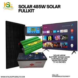 485W Full Kit with 200Ah Battery, 20A Controller, 600W Inverter & 43" TV!