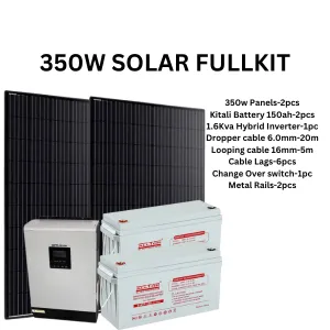 350W SOLAR FULLKIT With 150ah Kitali Battery 2pcs+1.6Kva Kitali Inverter+Accessories