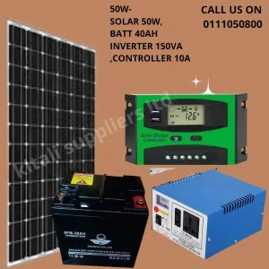 50w solar panel 40ah battery  150va inverter  10a controller