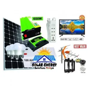 Solarmax All Weather Monocrystalline 100 Watts Solar Panel Full Installation + 100 AH Solar Battery + 600 Watts Solar Power Inverter + 10 AH Solar Charge Controller + 4 DC Bulbs + Free Extens