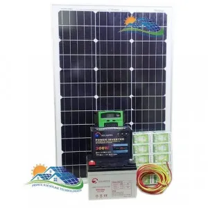 Panel Solar Fullkit 100w Solar Panel + 80AH Battery + 300w Inverter + 10 Amp Controller + 4 Bulbs