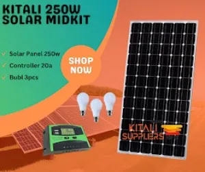 250w solar panel, 20a controller digital,  3pc bub