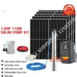 10pc 350w solar panel,  15kw sunverter, 20m dropper cable, 1.5hp 112m  submersible pump