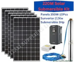 10pc 350w solar panel, 2.2kw sunverter , 3hp submersible pump