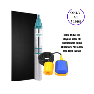 solar 450w 1pc ,Shiyuan solar DC submersible pump 4ometers 24v 400w free float switch