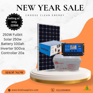 250w solar fullkit ,solar panel 250w, battery 100ah ,controller 20a