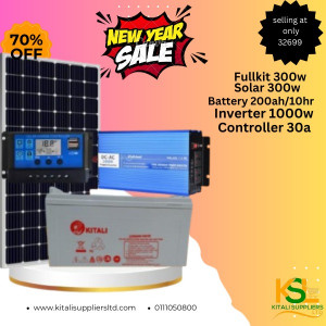 Fullkit 300w, solar 300w,battery 200ah/10hr,inverter 1000w,controller 30a