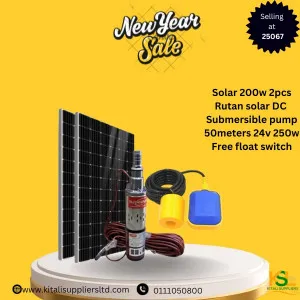 Solar 200W Panel 2pcs, Rutan Submersible Pump 24v 250w Plus Free Float Switch