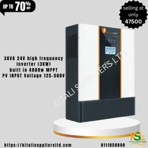 3KVA 24V high frequency inverter (3KW) built in 4000w MPPT PV INPUT Voltage 125-500V