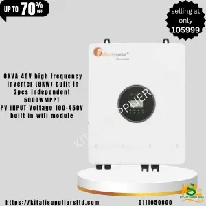 8KVA 48V high frequency inverter (8KW) built in 2pcs independent 5000WMPPTPV INPUTVoltage 100-450Vbuilt in wifi module
