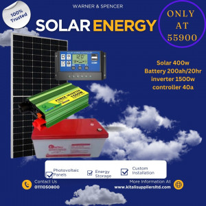 Solar 400w,200ah 20hr ,inverter 1500w , controller 40a