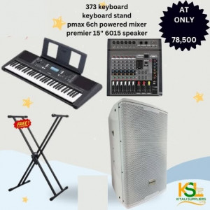 373 keyboard ,keyboard stand ,Pmax 6ch powered mixer ,Premier 15inch 6015 speaker