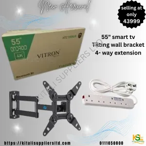 55" Vitron smart tv, Tilting wall bracket, 4- way extension